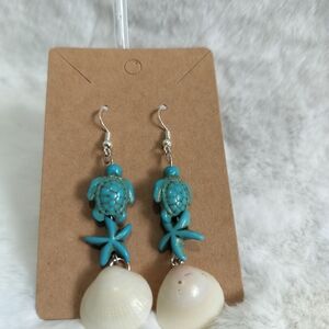 Miami Beach Natural Sea Shells and Turquoise Ocean Turtle and Seastar